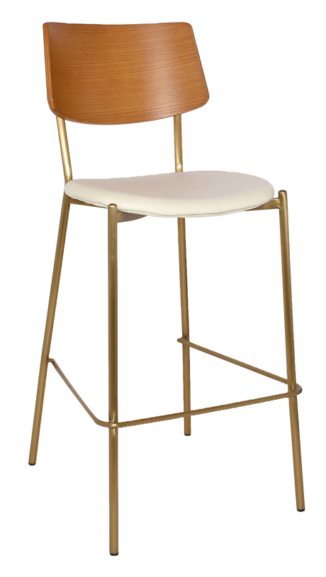 EZ Texas Brass Leg Barstool with Light Oak Veneer Back