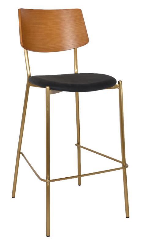 EZ Texas Brass Leg Barstool with Light Oak Veneer Back