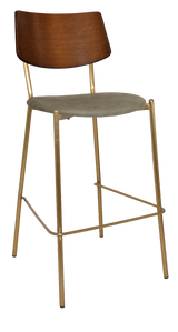 EZ Texas Brass Leg Barstool with Light Walnut Veneer Back