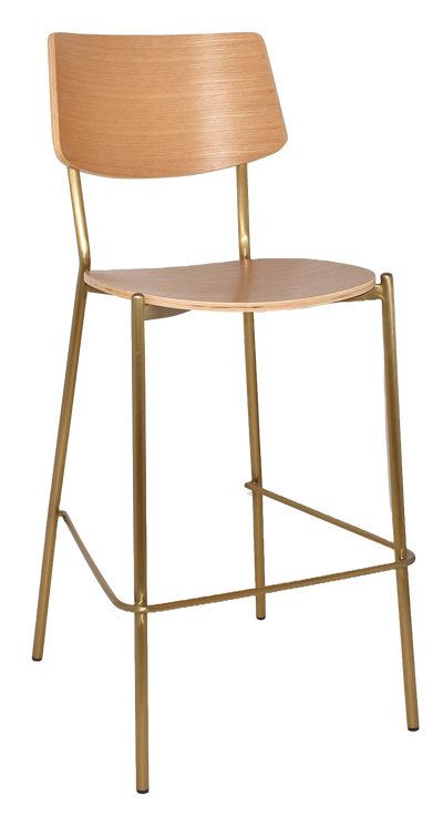 EZ Texas Brass Leg Barstool with Natural Veneer Back