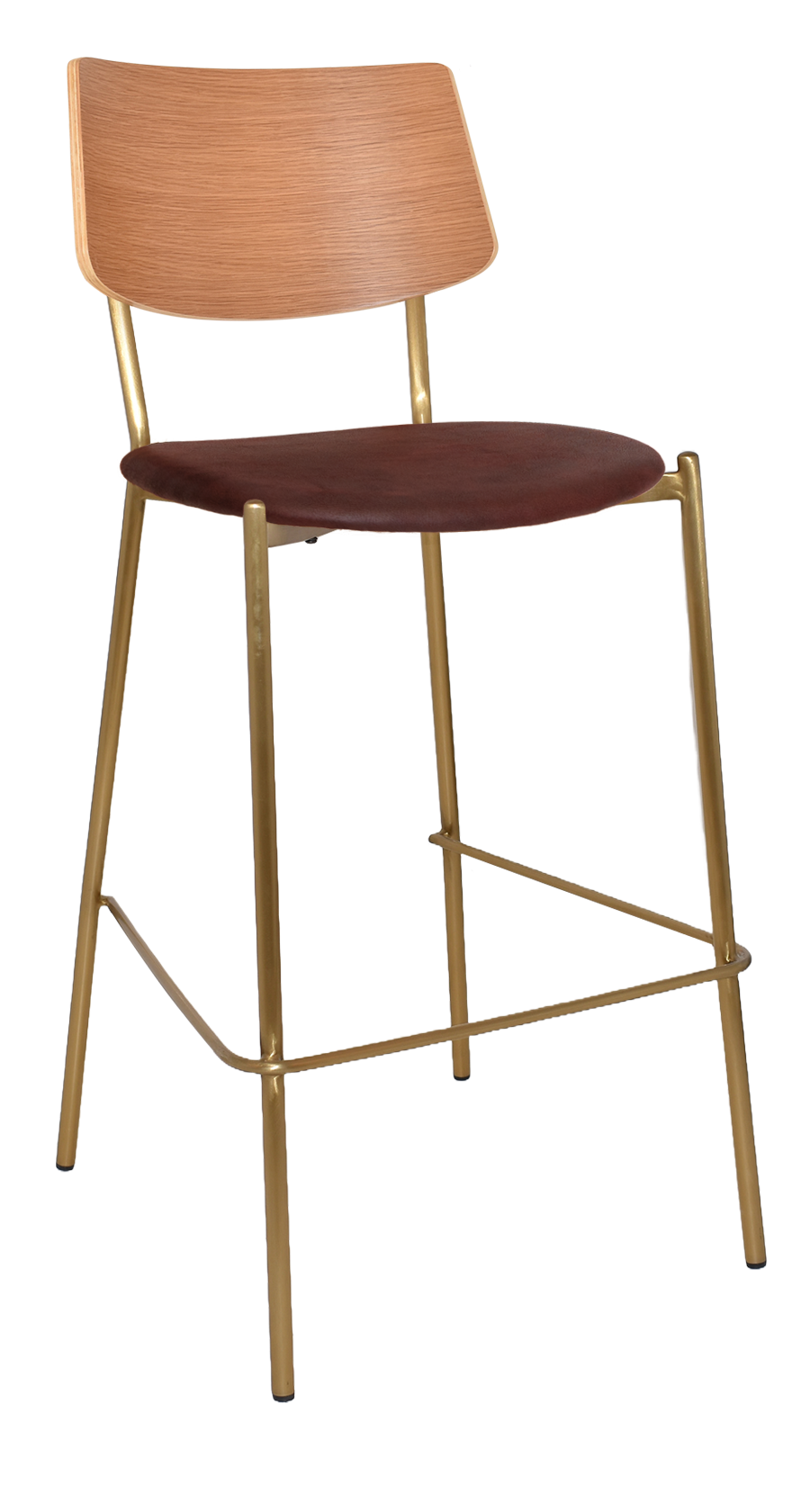 EZ Texas Brass Leg Barstool with Natural Veneer Back