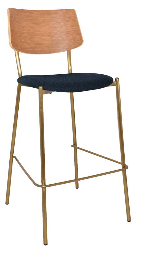 EZ Texas Brass Leg Barstool with Natural Veneer Back