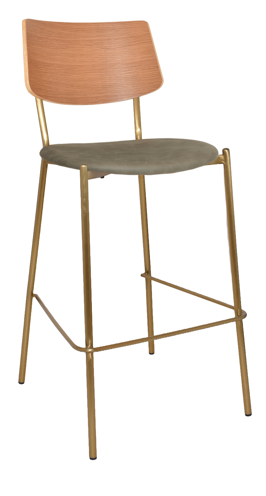 EZ Texas Brass Leg Barstool with Natural Veneer Back