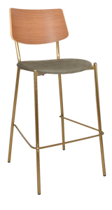 EZ Texas Brass Leg Barstool with Natural Veneer Back