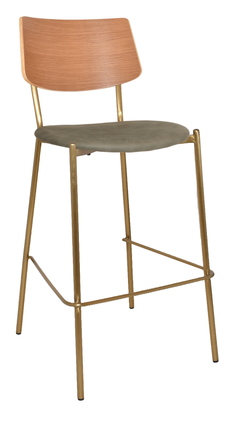 EZ Texas Brass Leg Barstool with Natural Veneer Back