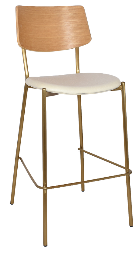 EZ Texas Brass Leg Barstool with Natural Veneer Back