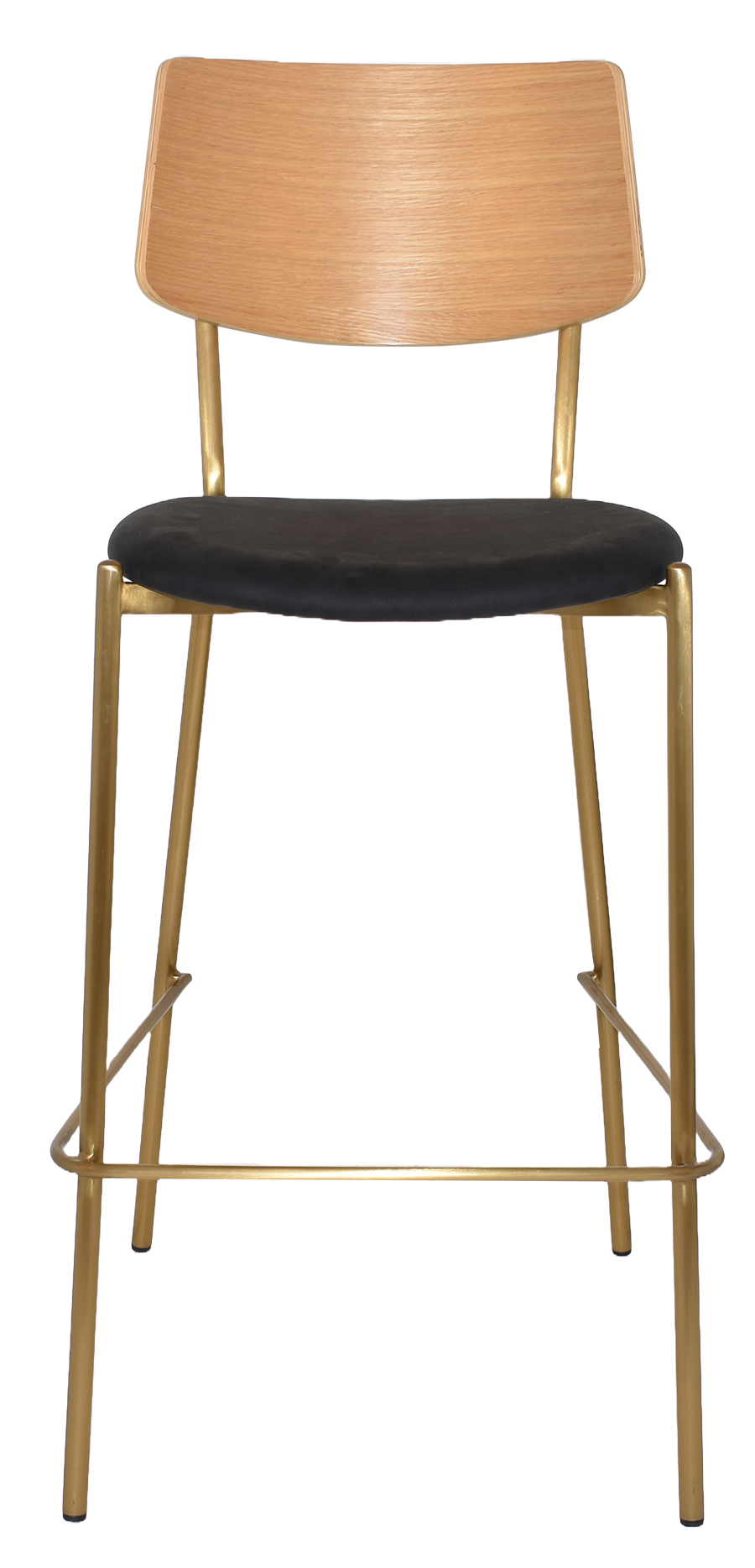 EZ Texas Brass Leg Barstool with Natural Veneer Back