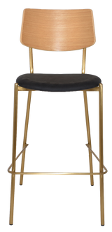 EZ Texas Brass Leg Barstool with Natural Veneer Back