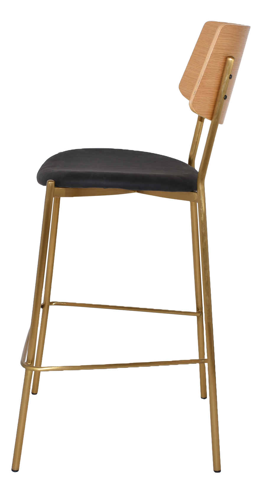 EZ Texas Brass Leg Barstool with Natural Veneer Back
