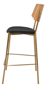 EZ Texas Brass Leg Barstool with Natural Veneer Back
