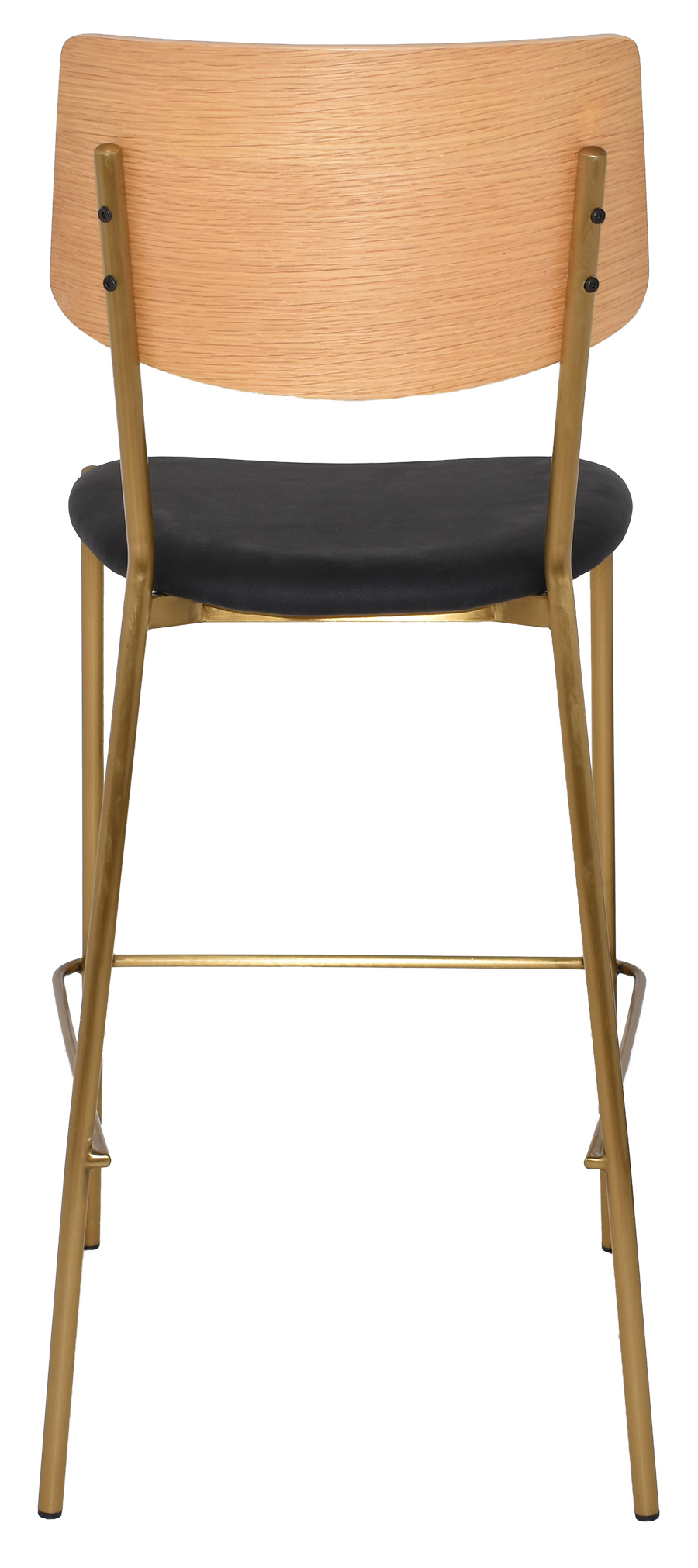 EZ Texas Brass Leg Barstool with Natural Veneer Back