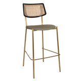 EZ Texas Brass Leg Rattan Back Barstool with - Black