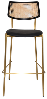 EZ Texas Brass Leg Rattan Back Barstool with - Black
