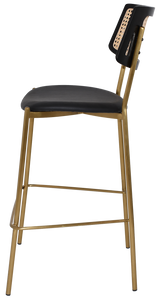 EZ Texas Brass Leg Rattan Back Barstool with - Black