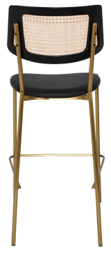 EZ Texas Brass Leg Rattan Back Barstool with - Black