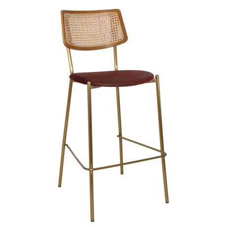 EZ Texas Metal Leg Rattan Back Barstool - Light Oak