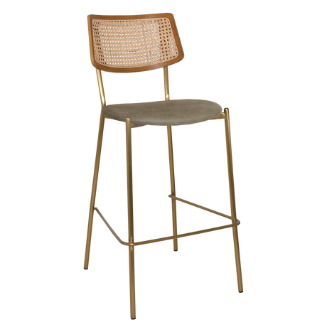 EZ Texas Metal Leg Rattan Back Barstool - Light Oak