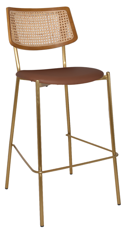 EZ Texas Metal Leg Rattan Back Barstool - Light Oak