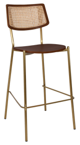 EZ STOOL TEXAS BRASS - RATTAN LIGHT WALNUT