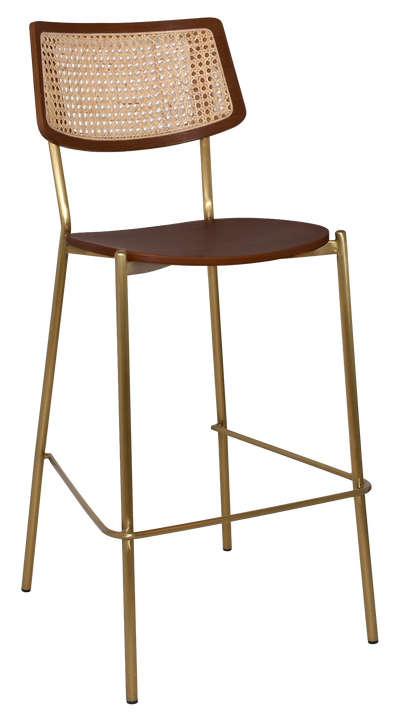EZ Texas Metal Leg Rattan Back Barstool - Light Walnut
