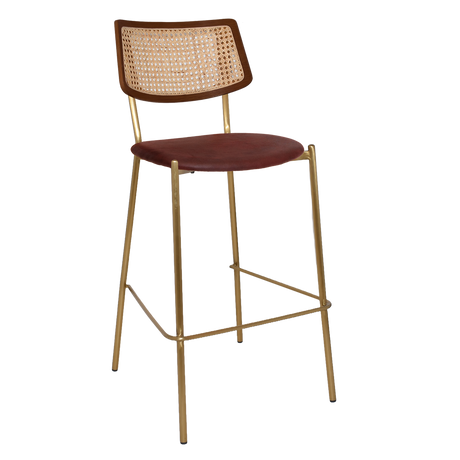 EZ Texas Metal Leg Rattan Back Barstool - Light Walnut