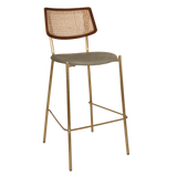 EZ Texas Metal Leg Rattan Back Barstool - Light Walnut