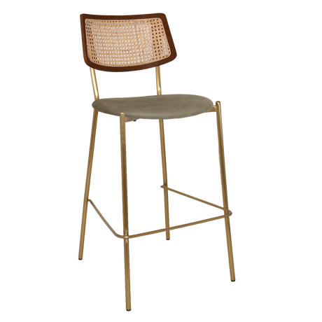 EZ Texas Metal Leg Rattan Back Barstool - Light Walnut