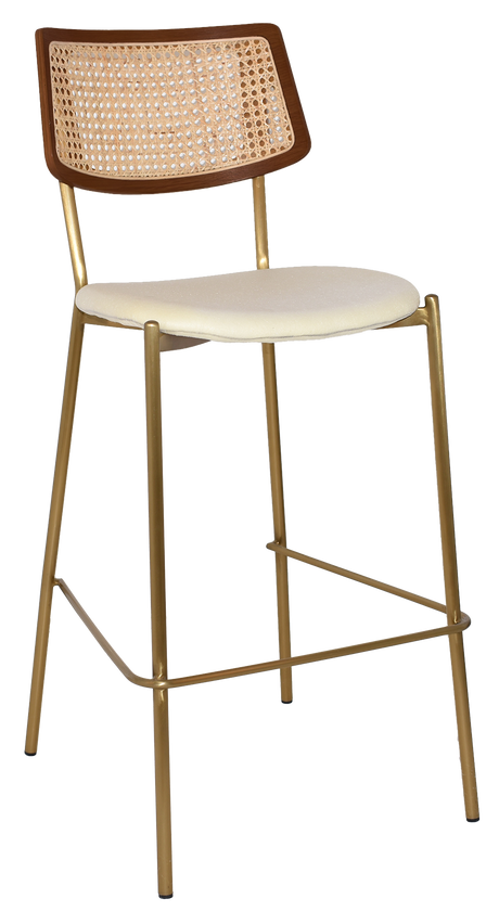 EZ Texas Metal Leg Rattan Back Barstool - Light Walnut
