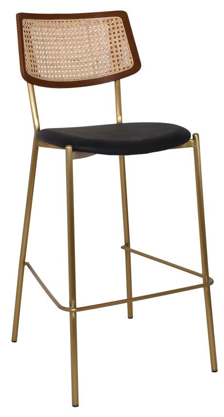 EZ Texas Metal Leg Rattan Back Barstool - Light Walnut