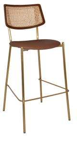 EZ STOOL TEXAS BRASS - RATTAN LIGHT WALNUT