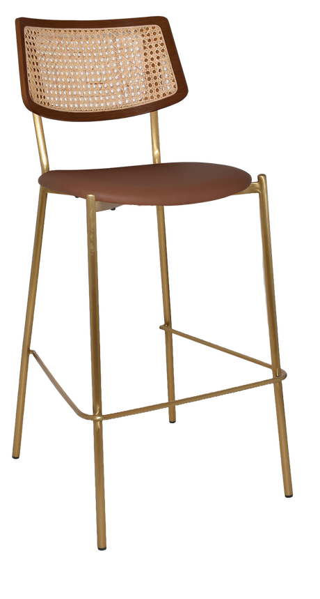 EZ Texas Metal Leg Rattan Back Barstool - Light Walnut