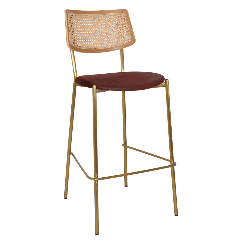 EZ Texas Metal Leg Rattan Back Barstool - Natural