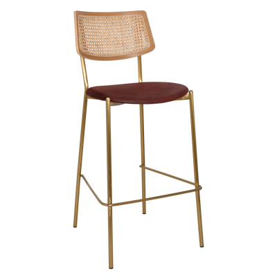 EZ Texas Metal Leg Rattan Back Barstool - Natural