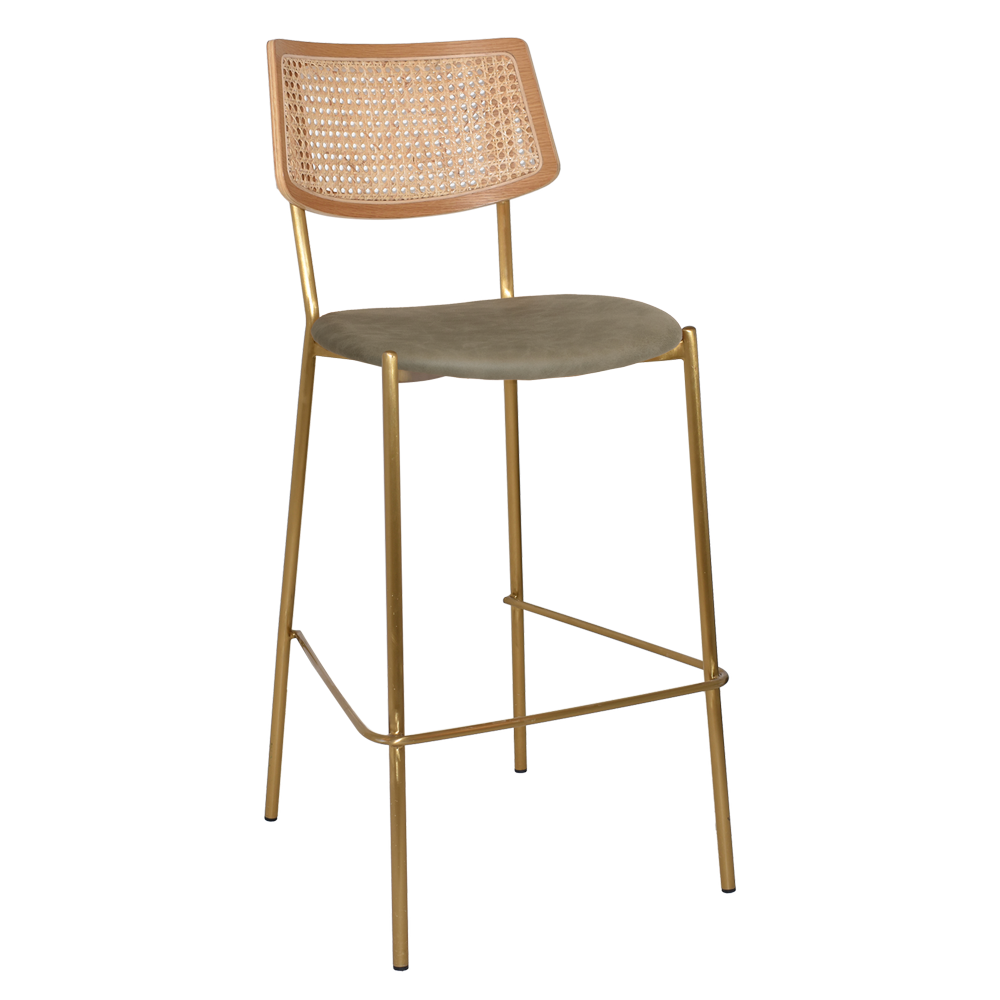 EZ Texas Metal Leg Rattan Back Barstool - Natural