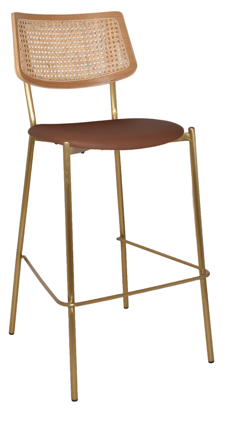 EZ Texas Metal Leg Rattan Back Barstool - Natural