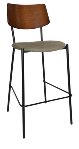 EZ Texas Black Metal Leg Light Walnut Back Barstool