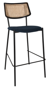 EZ Texas Black Metal Leg Barstool with Rattan Back - Black