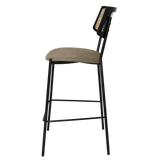 EZ Texas Black Metal Leg Barstool with Rattan Back - Black