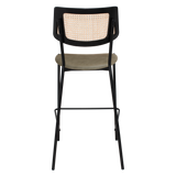 EZ Texas Black Metal Leg Barstool with Rattan Back - Black