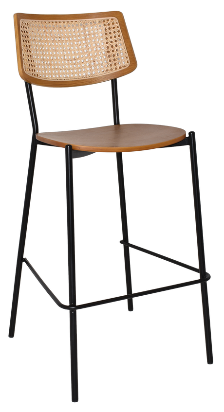 EZ Texas Metal Leg Rattan Back Barstool - Light Oak