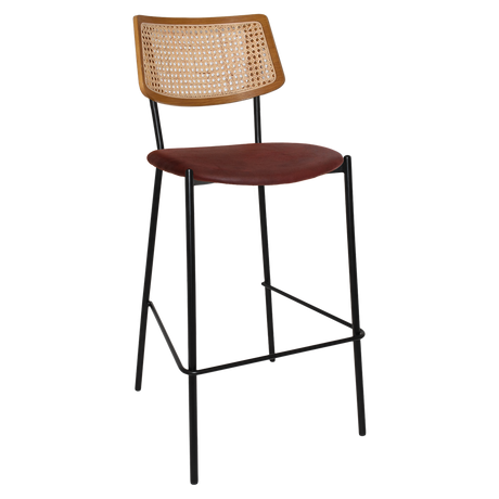 EZ Texas Metal Leg Rattan Back Barstool - Light Oak