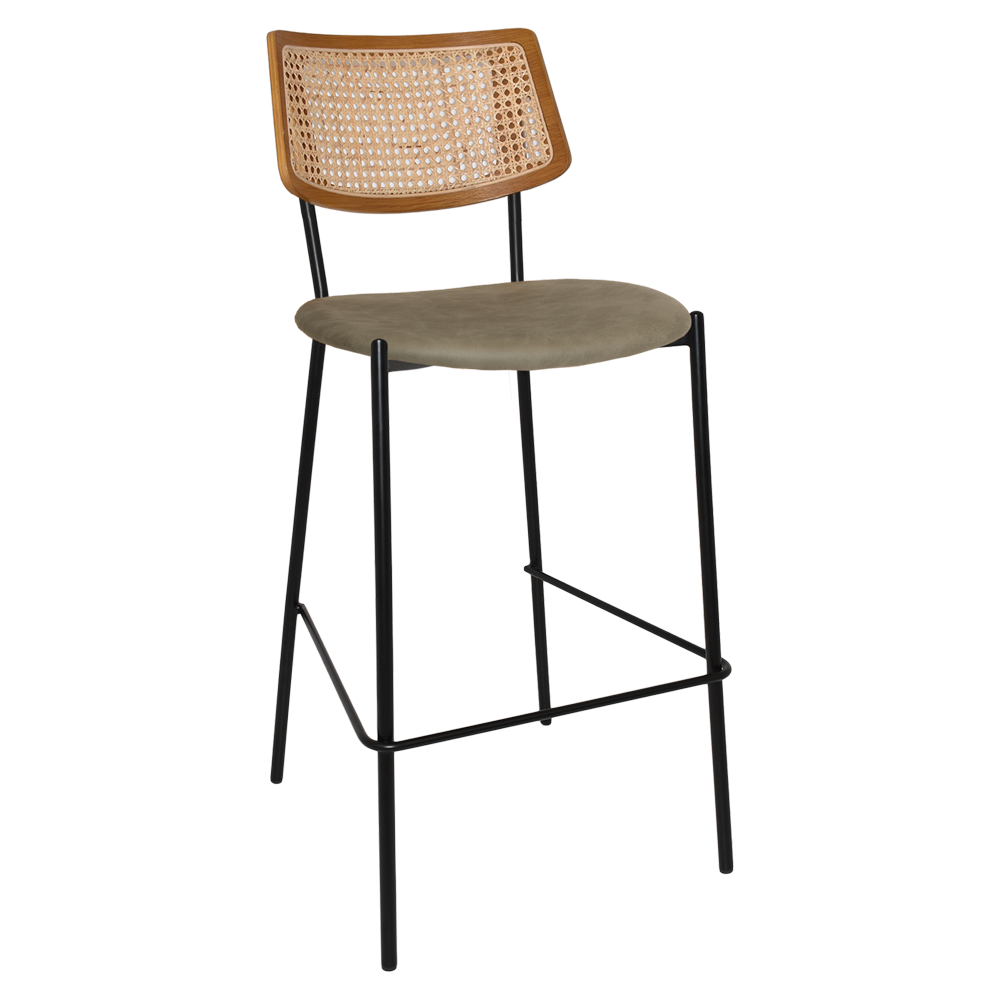EZ Texas Metal Leg Rattan Back Barstool - Light Oak