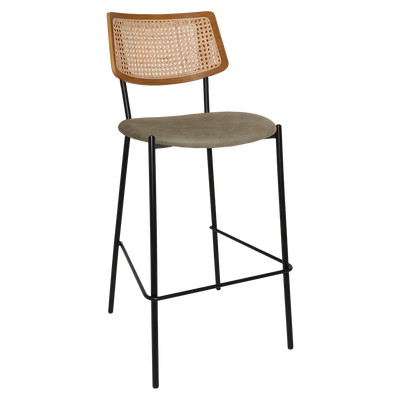 EZ Texas Metal Leg Rattan Back Barstool - Light Oak