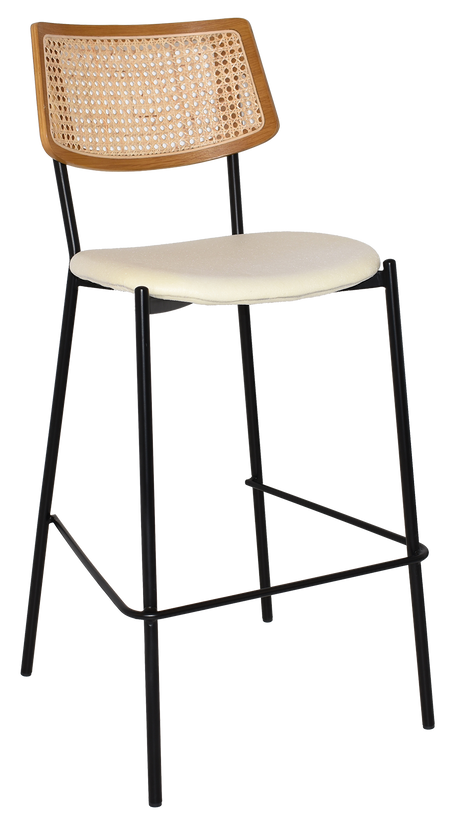 EZ Texas Metal Leg Rattan Back Barstool - Light Oak