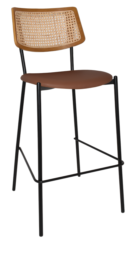 EZ Texas Metal Leg Rattan Back Barstool - Light Oak
