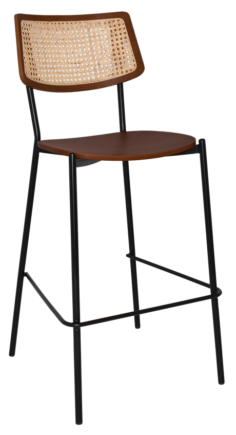 EZ Texas Metal Leg Rattan Back Barstool - Light Walnut