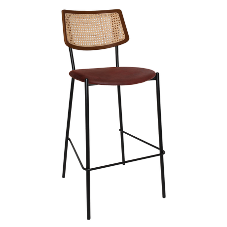 EZ Texas Metal Leg Rattan Back Barstool - Light Walnut