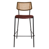 EZ Texas Metal Leg Rattan Back Barstool - Light Walnut
