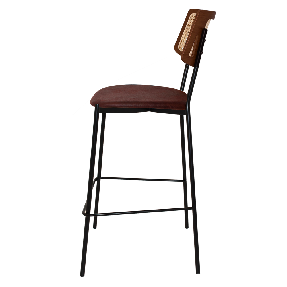 EZ Texas Metal Leg Rattan Back Barstool - Light Walnut
