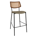 EZ Texas Metal Leg Rattan Back Barstool - Light Walnut